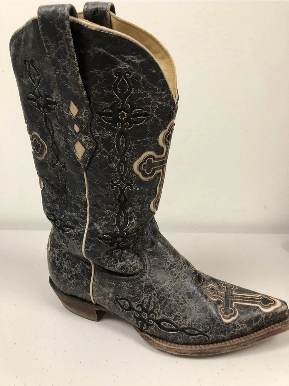 Corral Cowboy Boots Black Cross Inlay Men’s Size 9EE